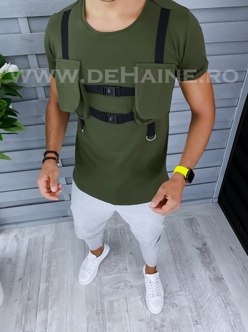 Tricou barbati kaki slim fit vagabond b1958 p15-3